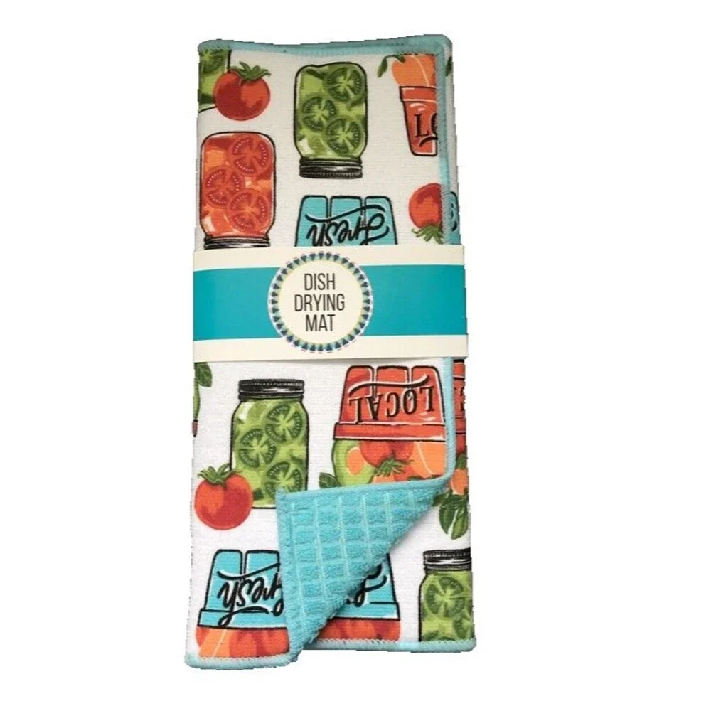 Vegetable Garden Set of 5 Kitchen Drying Mat Dish Towels Oven Mitt Potholder